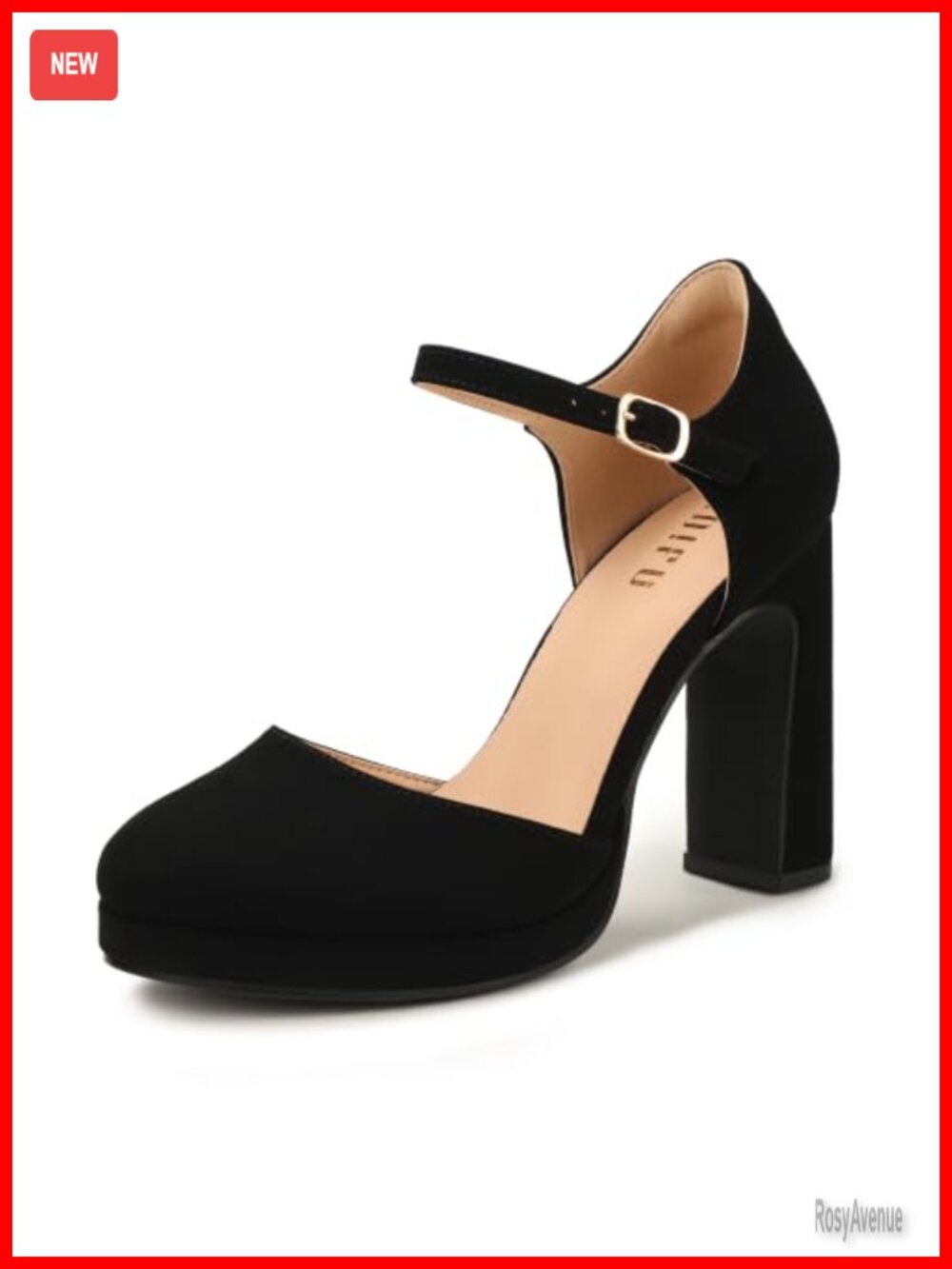 Platform Closed Toe Heels Chunky Block Heel Ankle Strap Dress Pumps